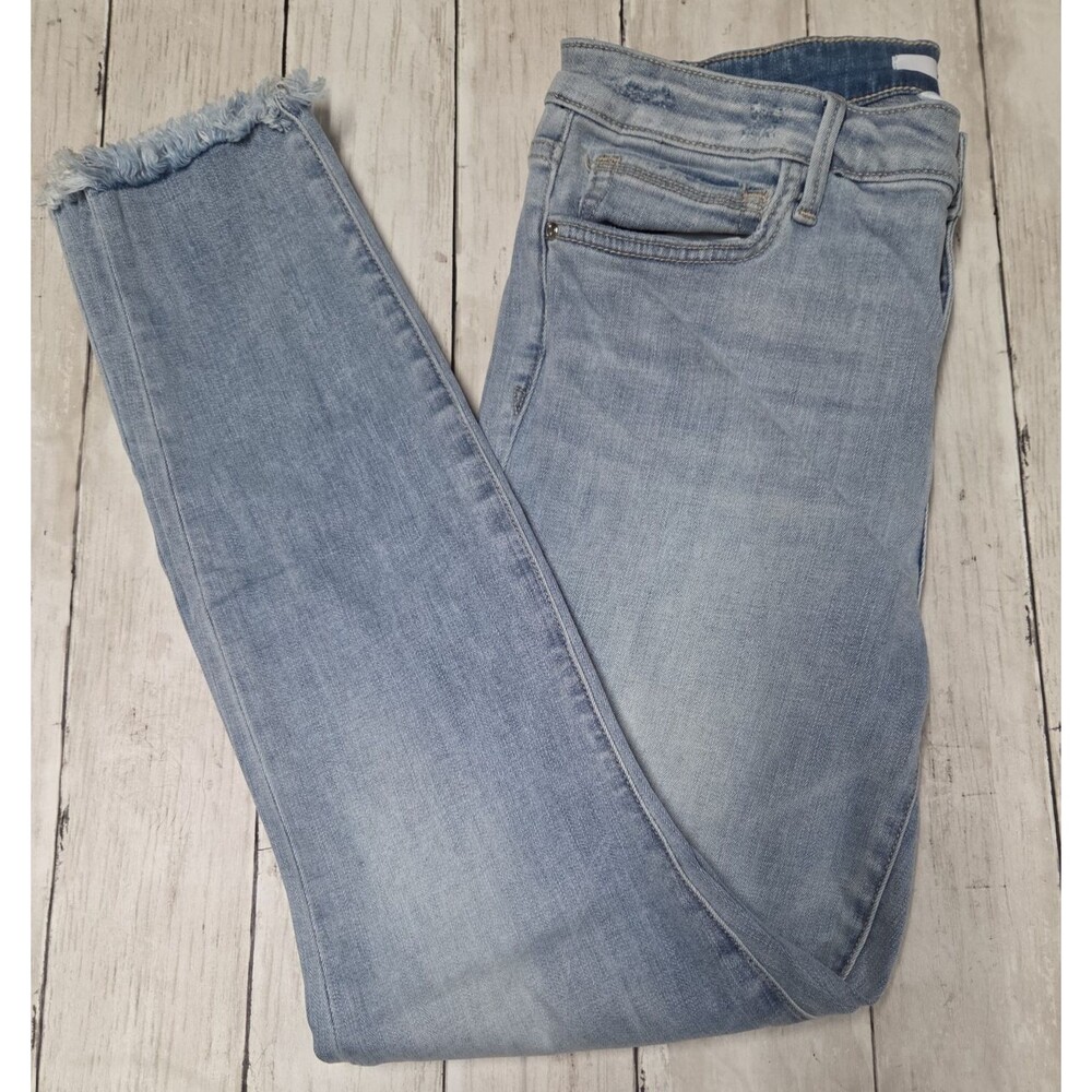 Sam Edelman Jeans Womens 31 Blue The Kitten Mid Rise Skinny Ankle Raw Hem